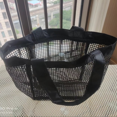 Capacità di carico elevata Borsa da shopping Borsa da spiaggia in plastica a maglia di PVC Logo di design personalizzato