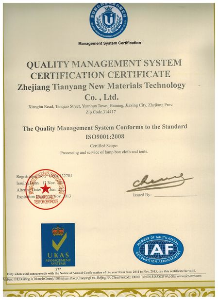 Porcellana Shanghai BGO Industries Ltd. Certificazioni